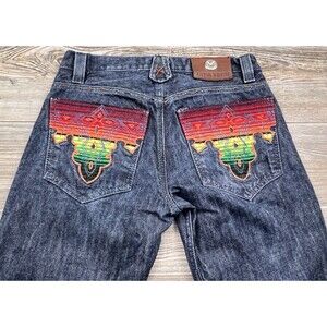 Antik Denim Jeans Men's 29 Straight Leg Colorful Embroidered Pockets Vtg Y2K